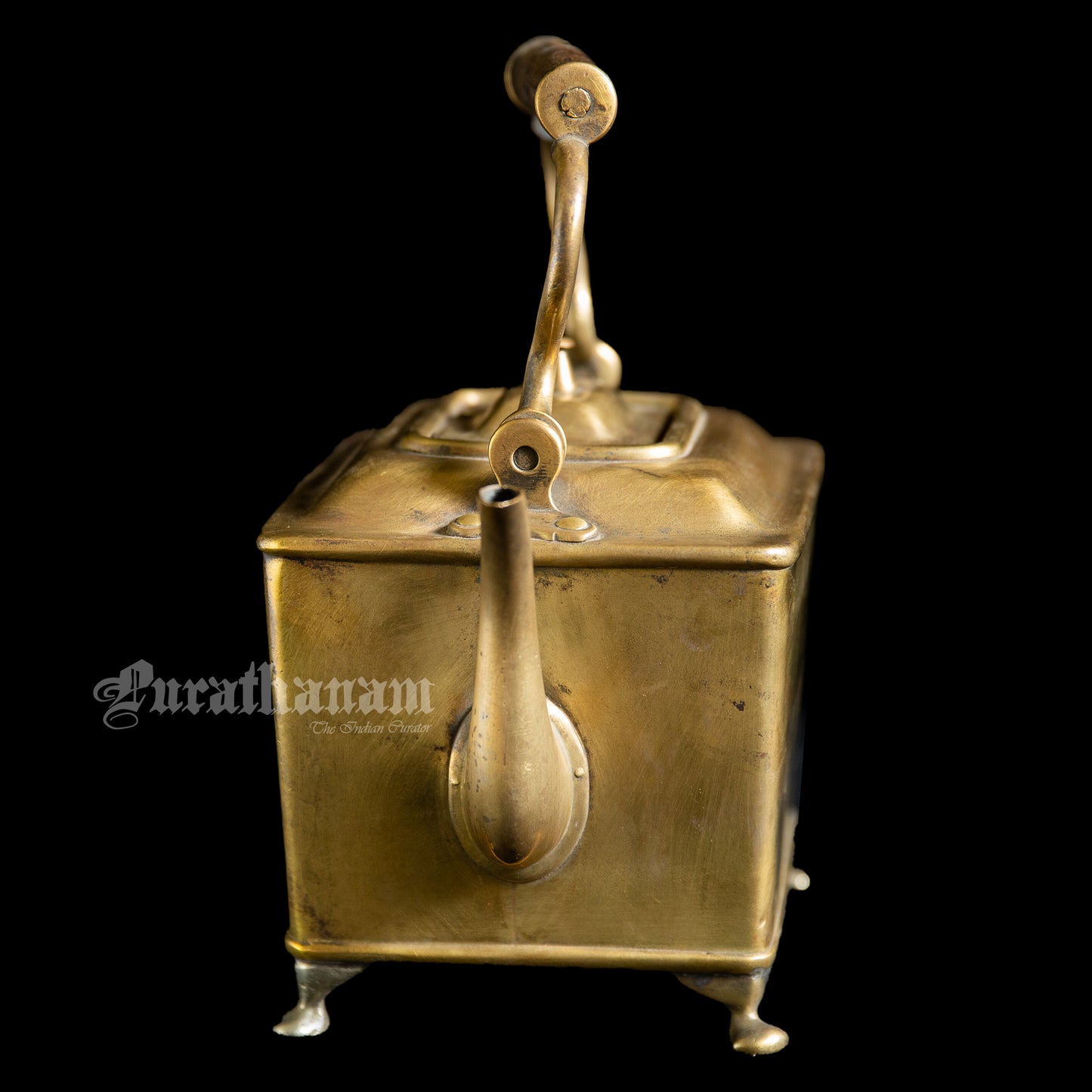 Art Deco Rectangular Tea Kettle - Brass