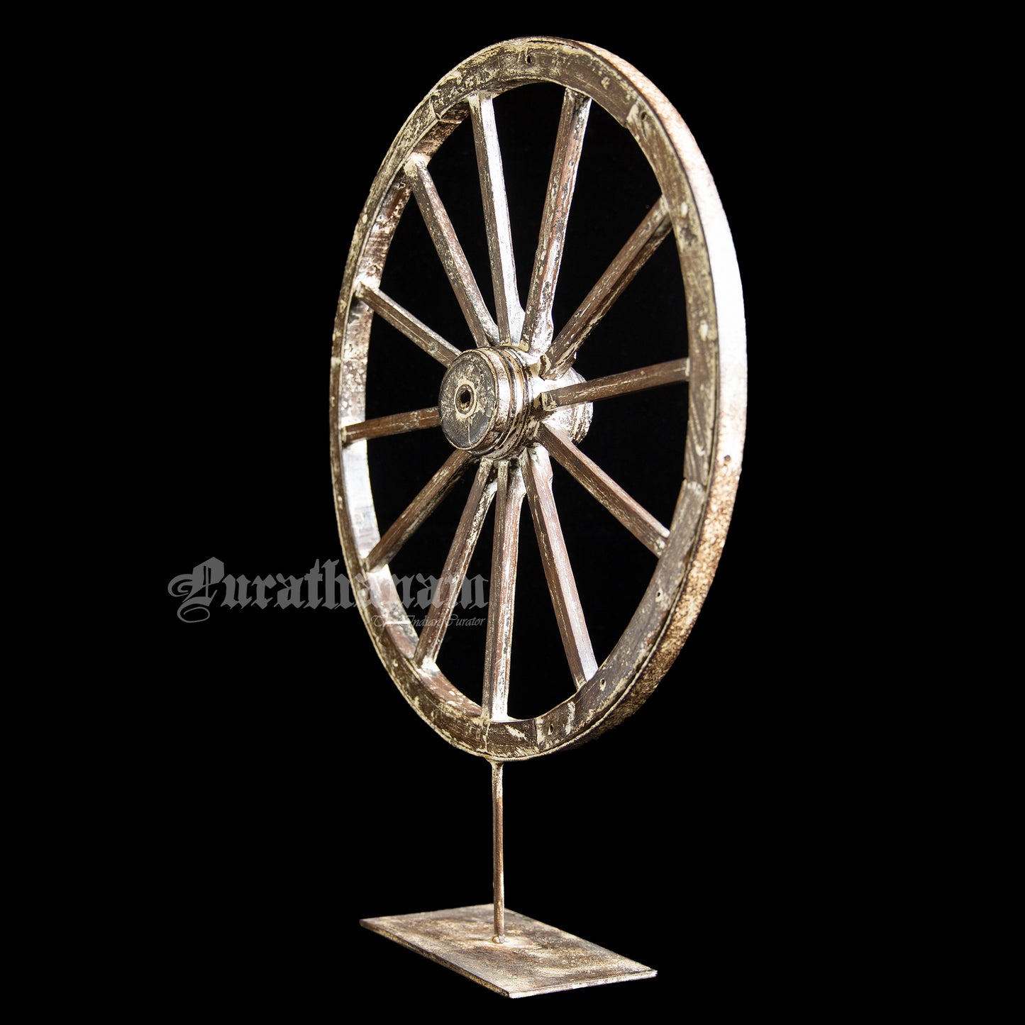 Wooden Cart Wheel - White