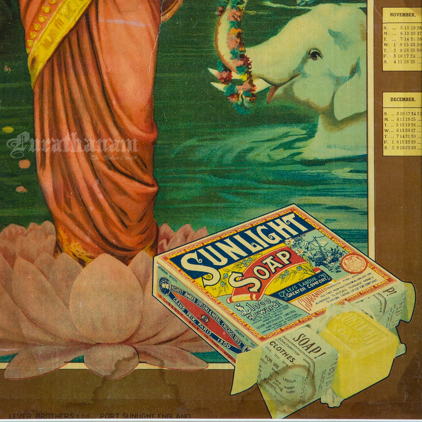 Lakshmi by Ravi Varma for Sunlight Soap Poster and Calendar (1933).