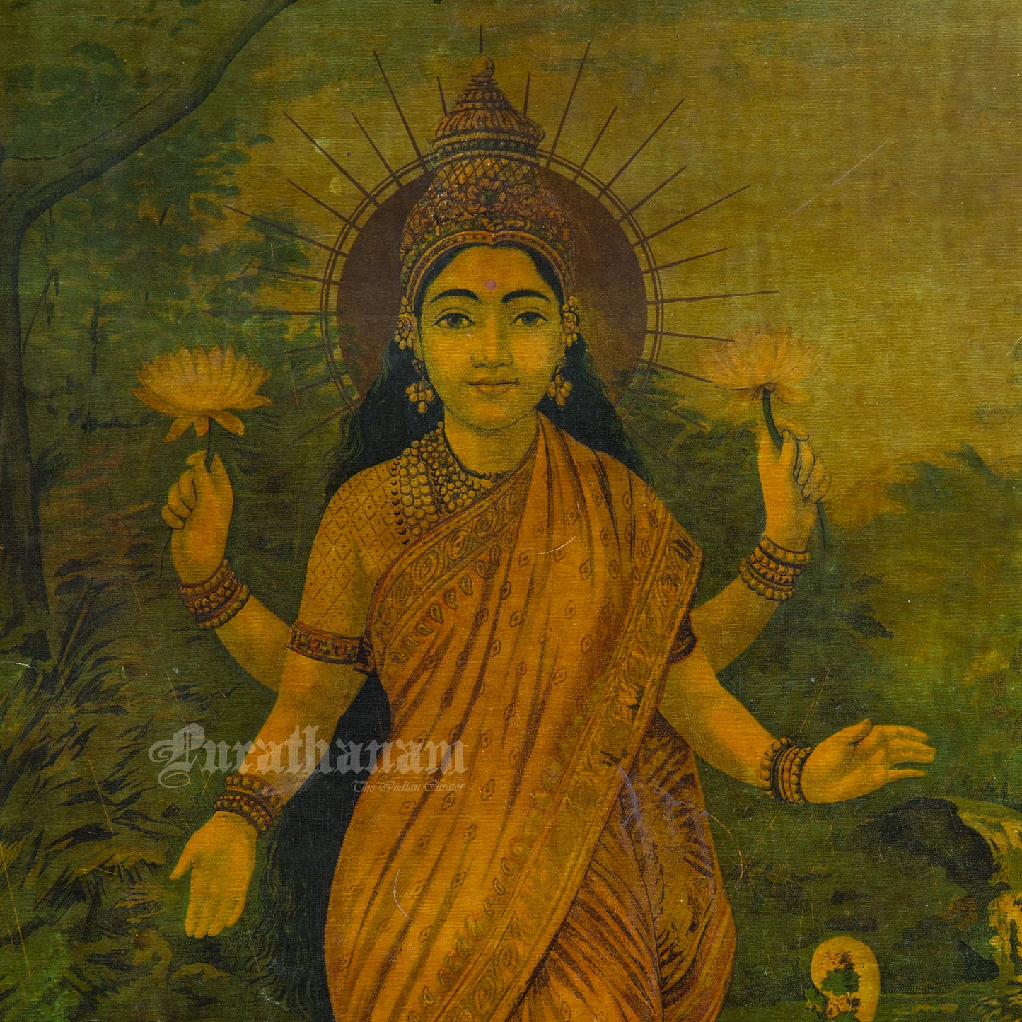 Lakshmi by Ravi Varma (lithograph Prints)