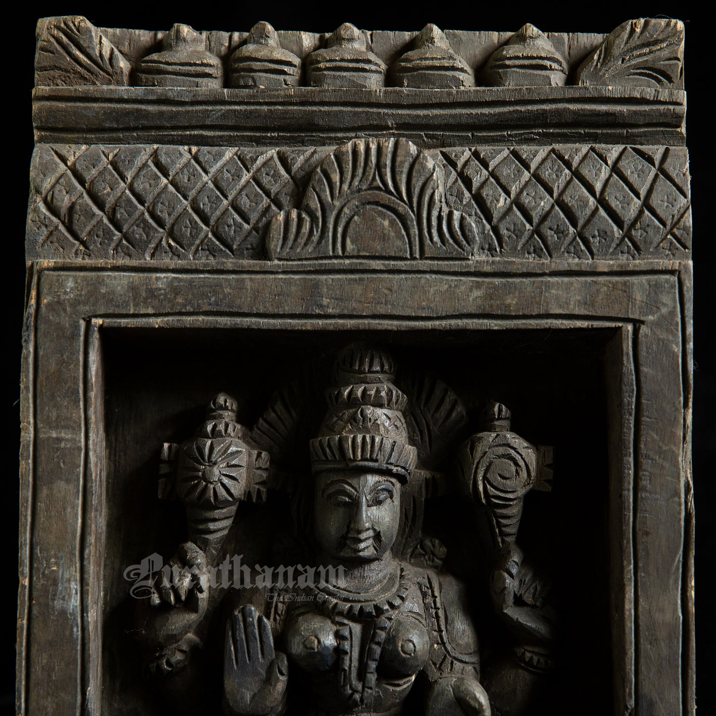 Lakshmi wood carved wall panel