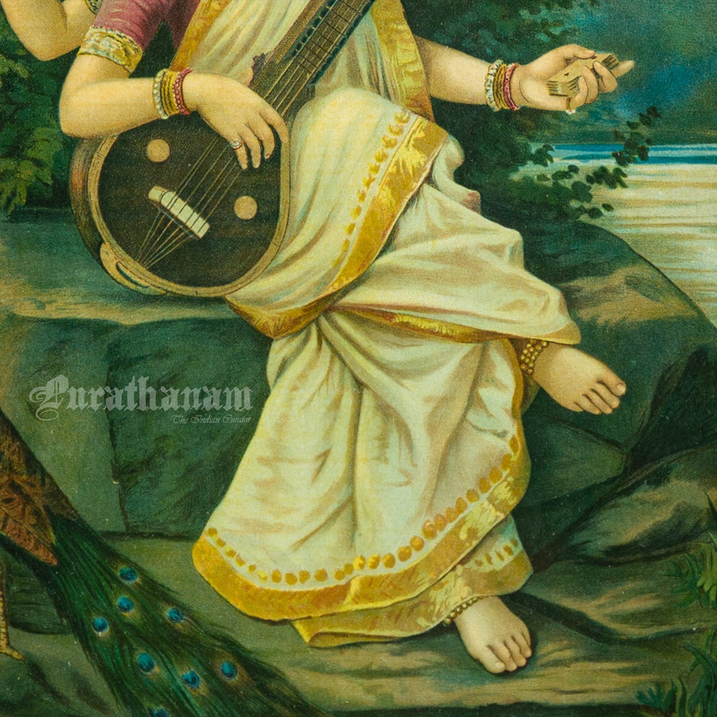 Saraswati - Oleograph Print (Ravi Varma)