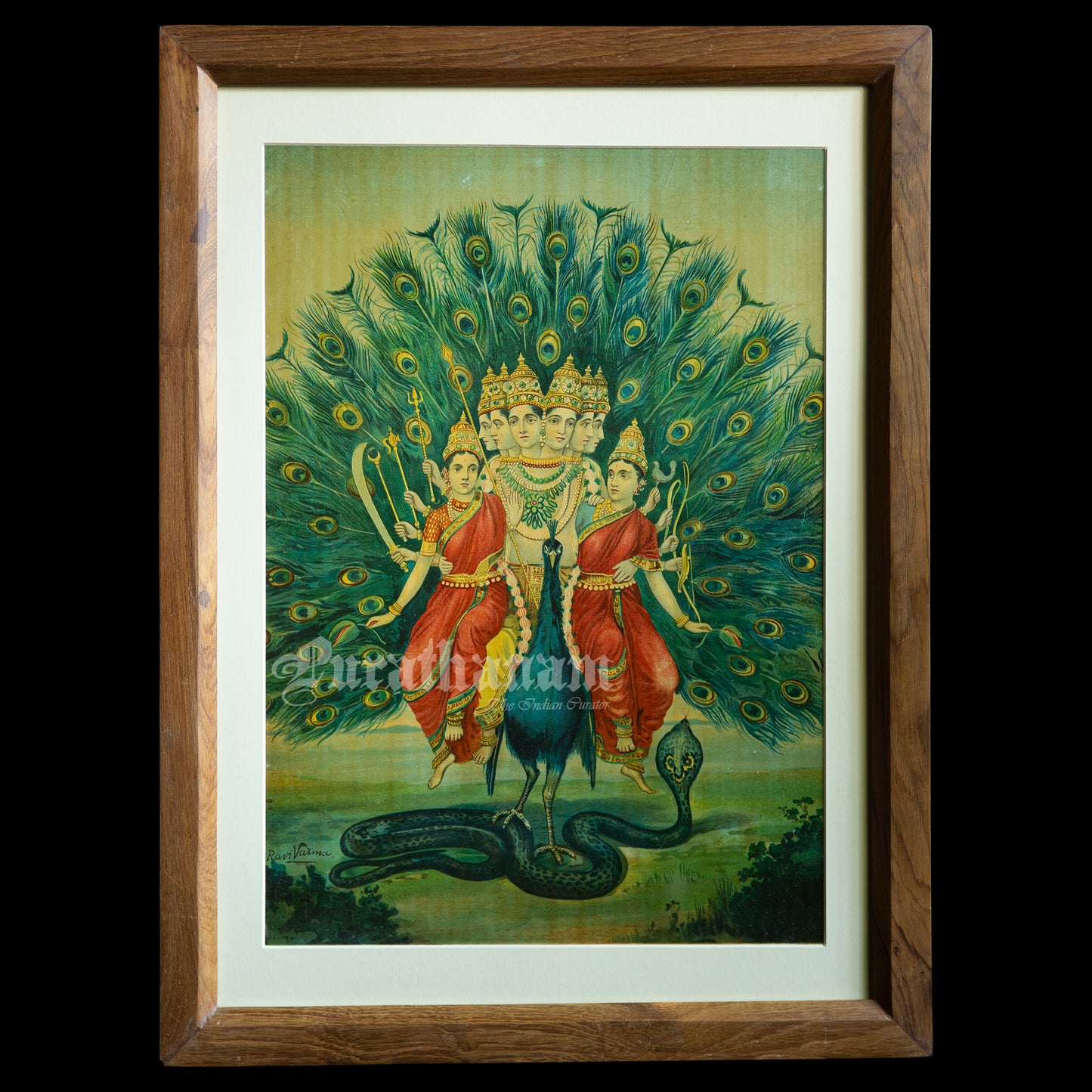 Sri Shanmukha Subramaniaswami by Ravi Varma - Oleograph Print