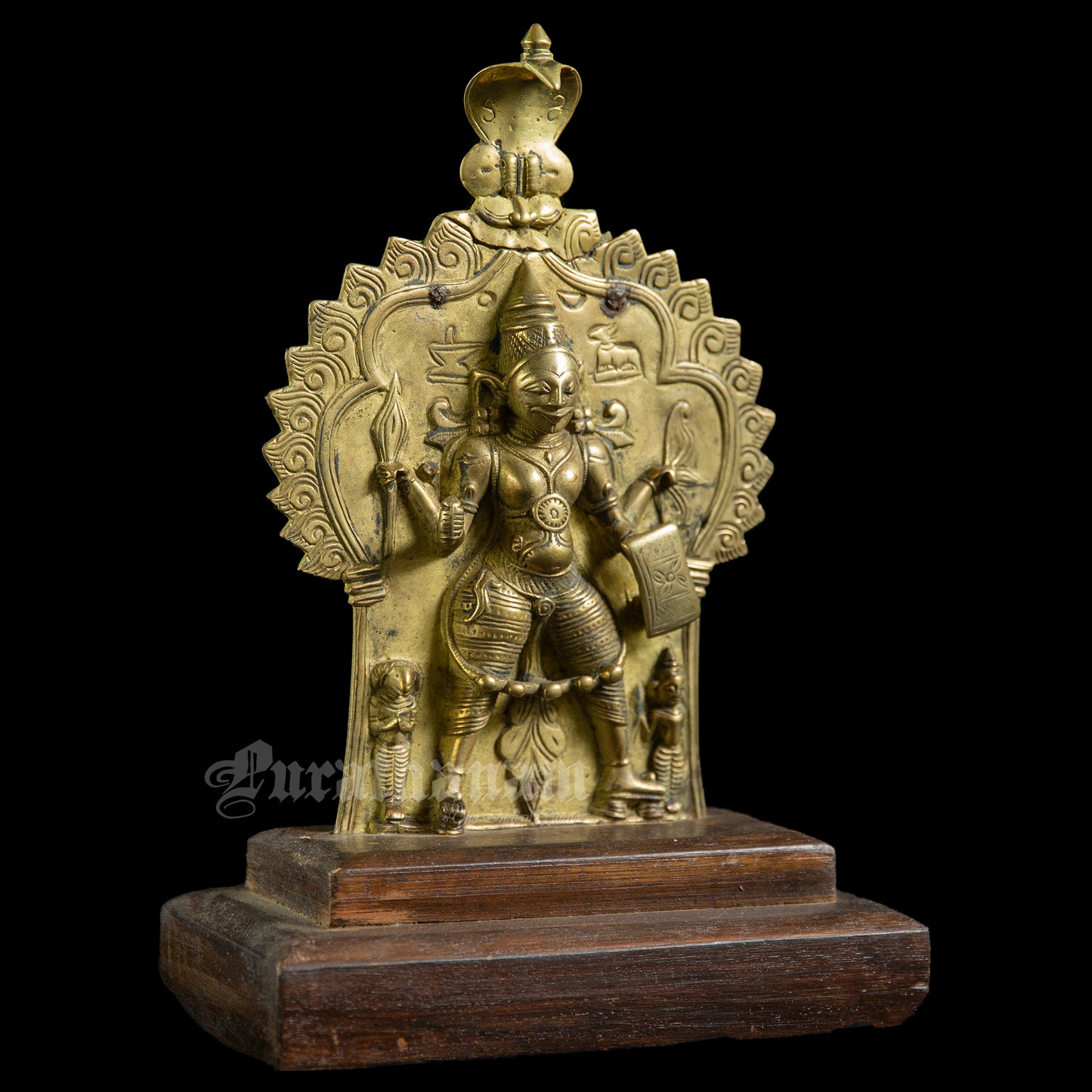 Antique Brass Veerabhadra plaque - Brass