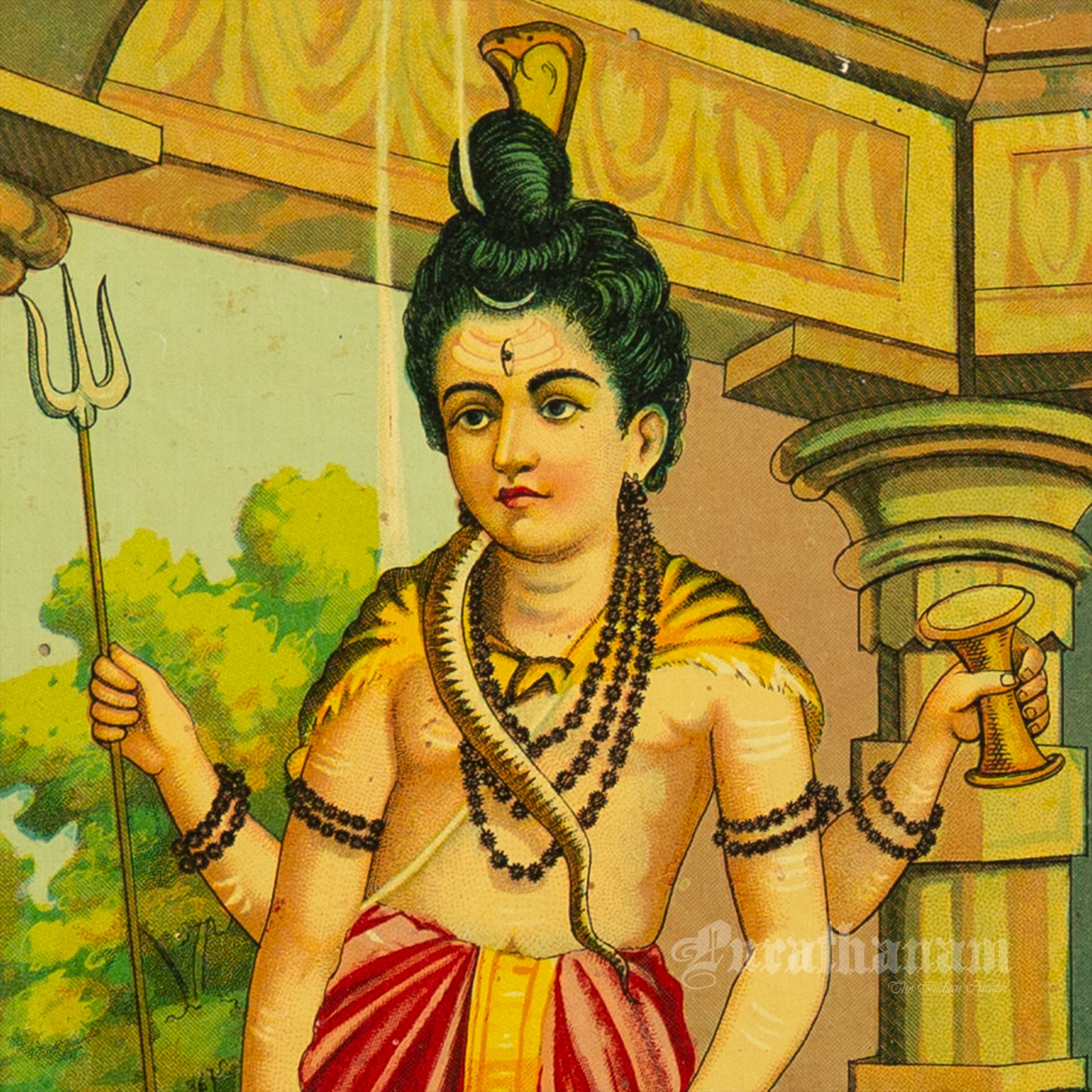 Shiva Upasana by Ravi Varma  - Lithograph Print