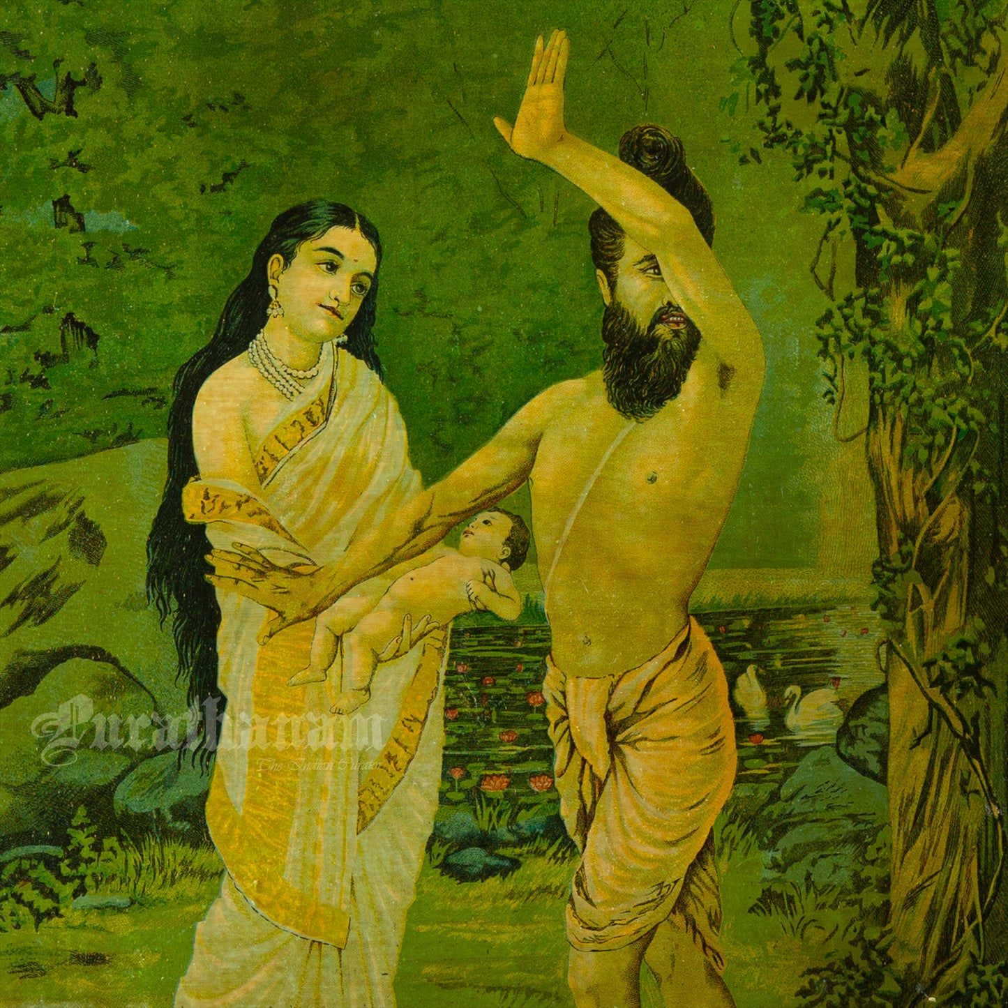 Vishwamitra Menaka (Shakuntala Janam)  by Ravi Varma   (Oleograph Print)