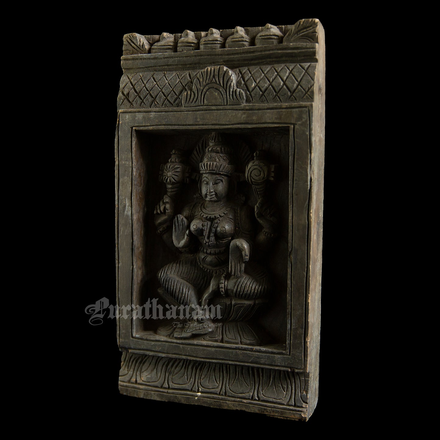 Lakshmi wood carved wall panel