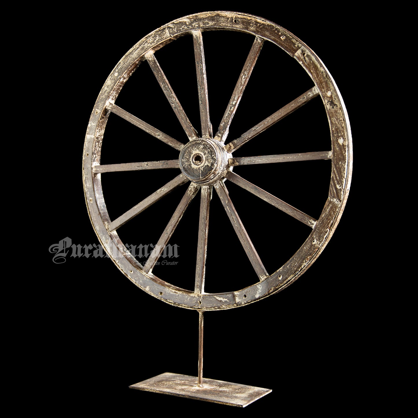 Wooden Cart Wheel - White