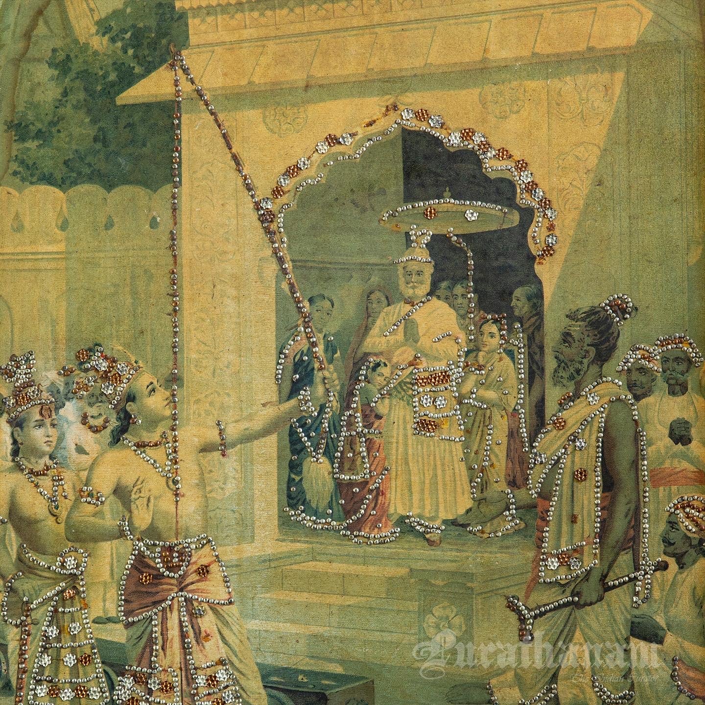 Sita Swayamvar  by Ravi Varma - Embellished (Oleograph Print)