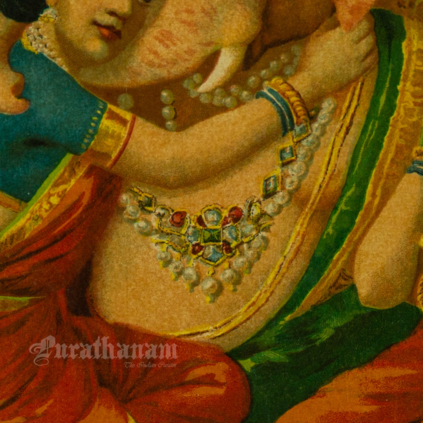 Riddhi Siddhi Ganapati  by Ravi Varma (Oleograph Print)