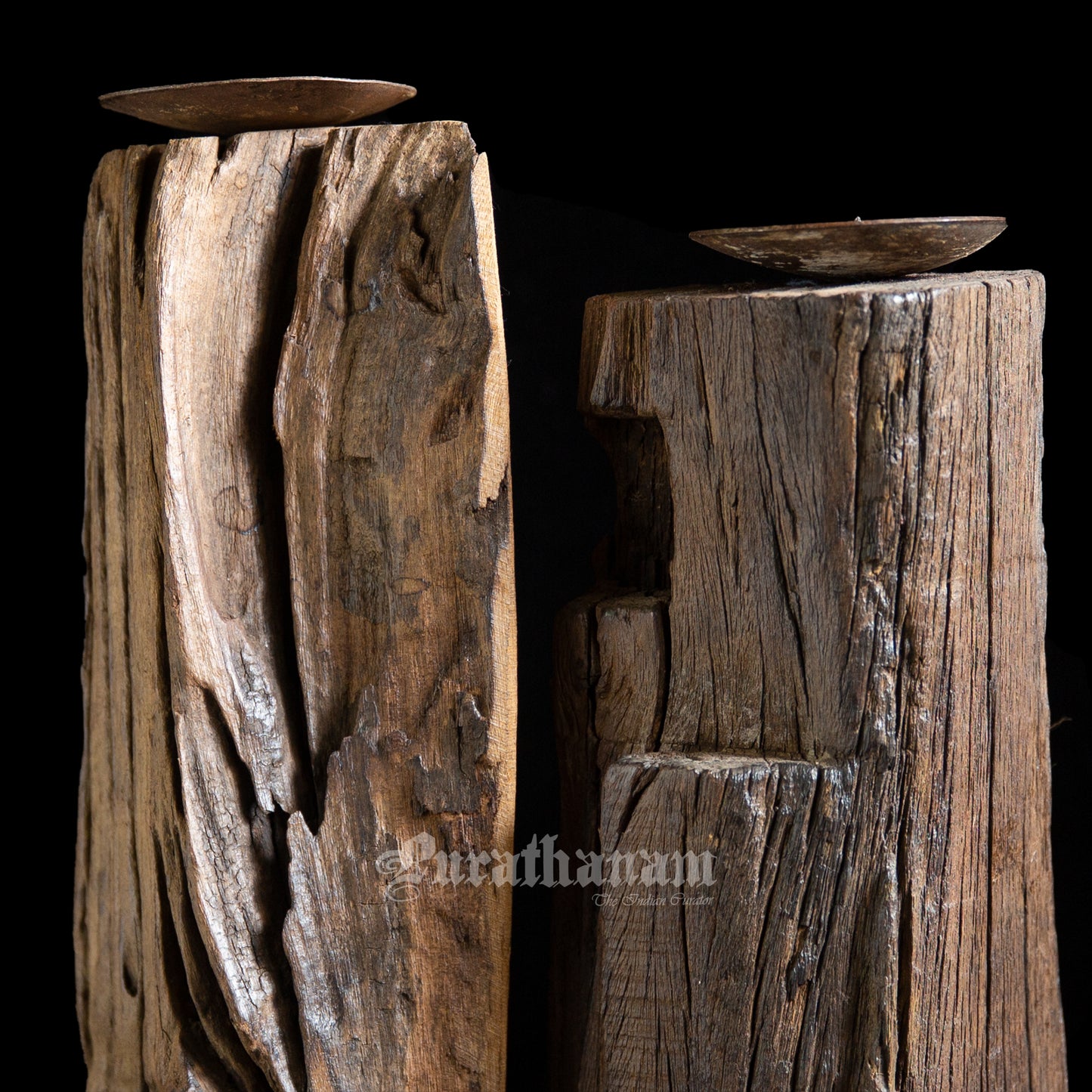 Rustic Wooden Candle Holders