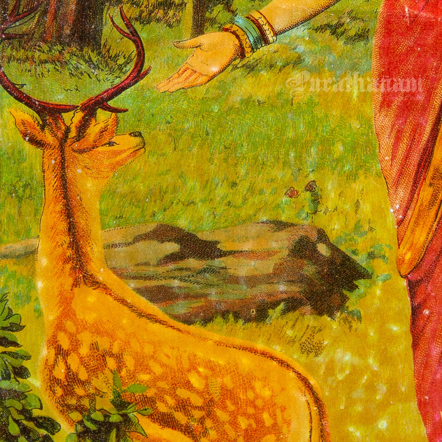 Sita and the Golden deer - Lithograph Print