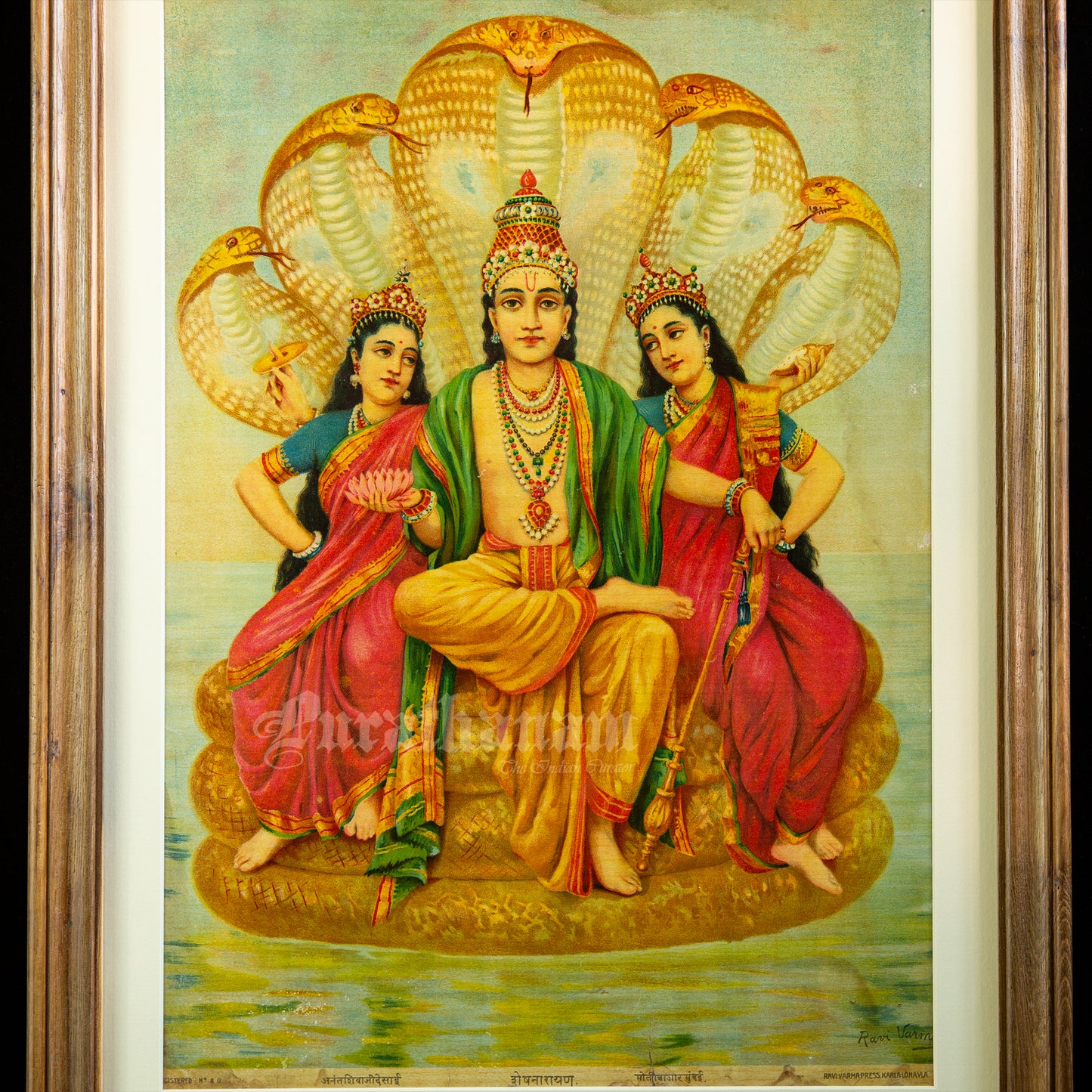 Shesh Narayan by Ravi Varma (Oleograph Print)