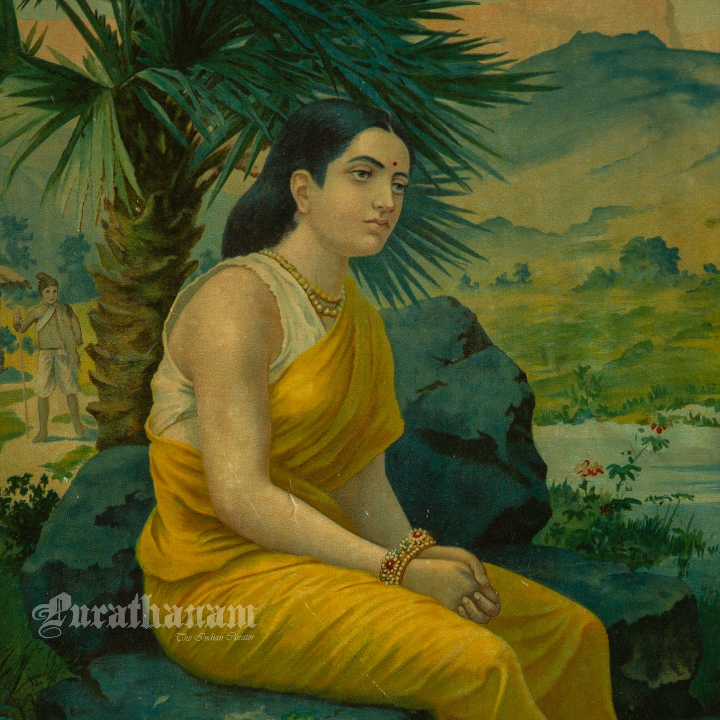 Sita Vanvas by Ravi Varma - Oleograph Print