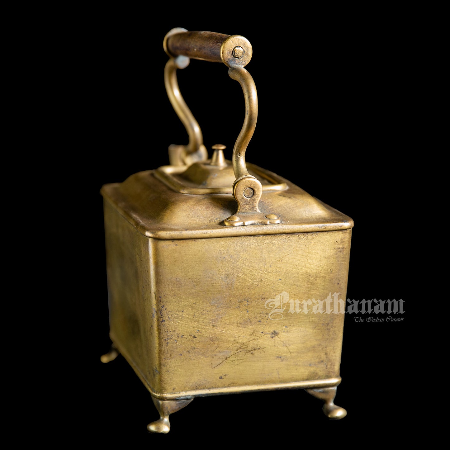 Art Deco Rectangular Tea Kettle - Brass