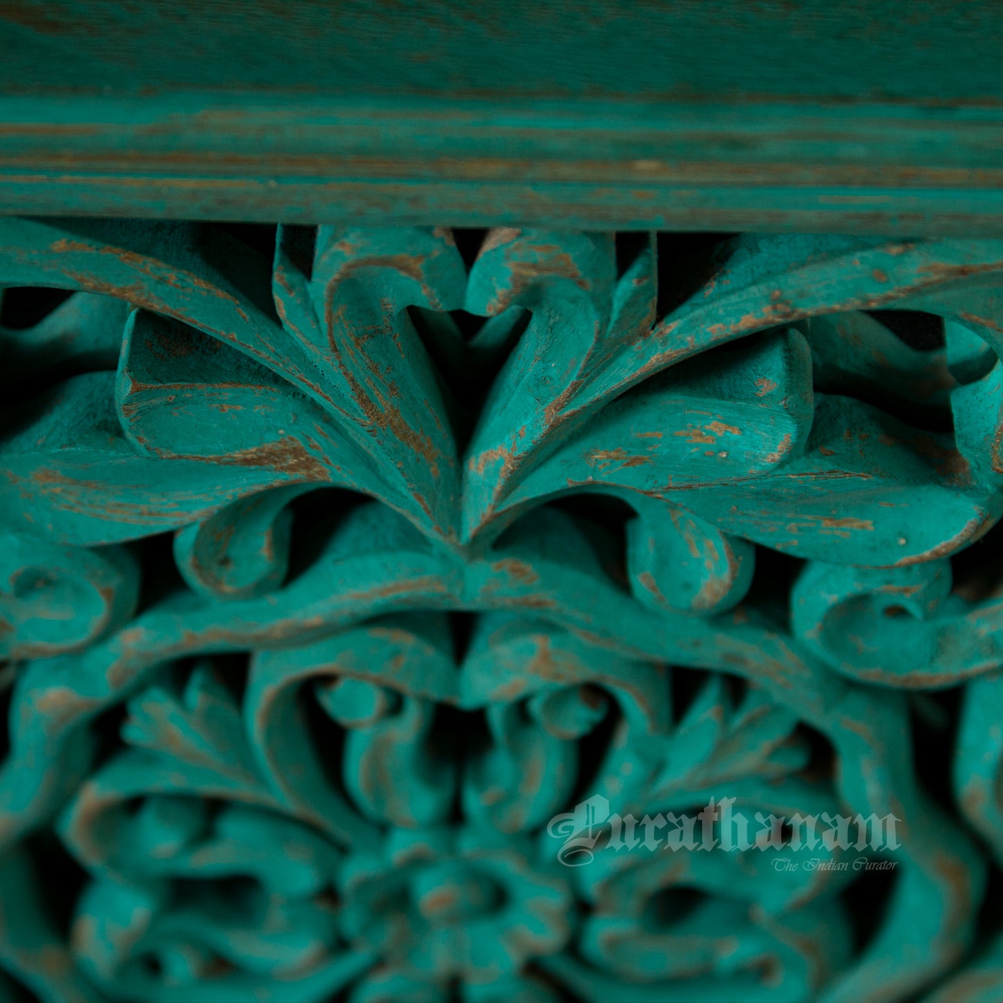 Turquoise Wooden panel with Mirror