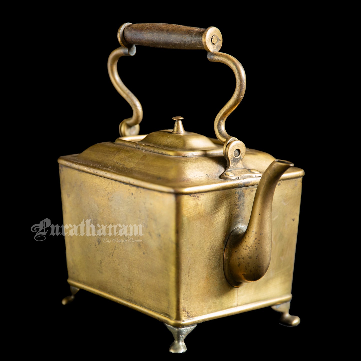 Art Deco Rectangular Tea Kettle - Brass