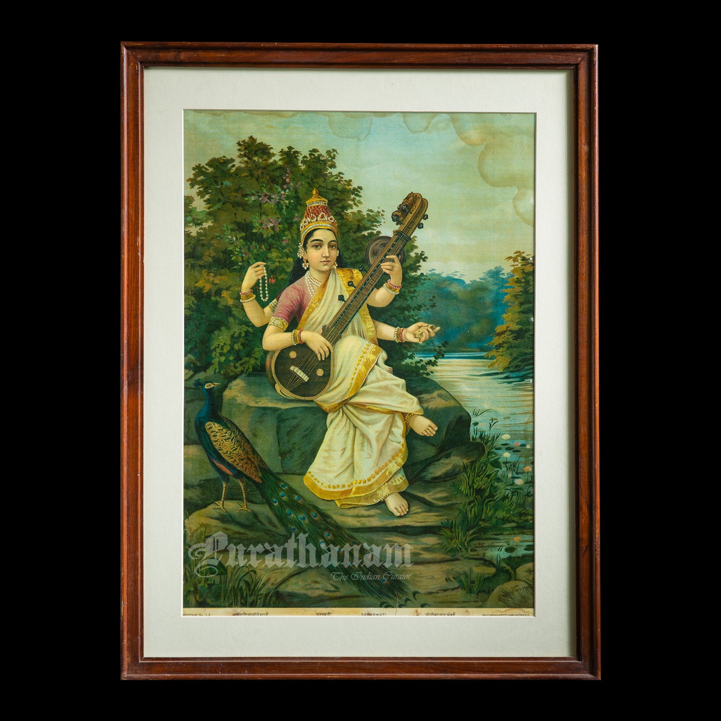 Saraswati - Oleograph Print (Ravi Varma)