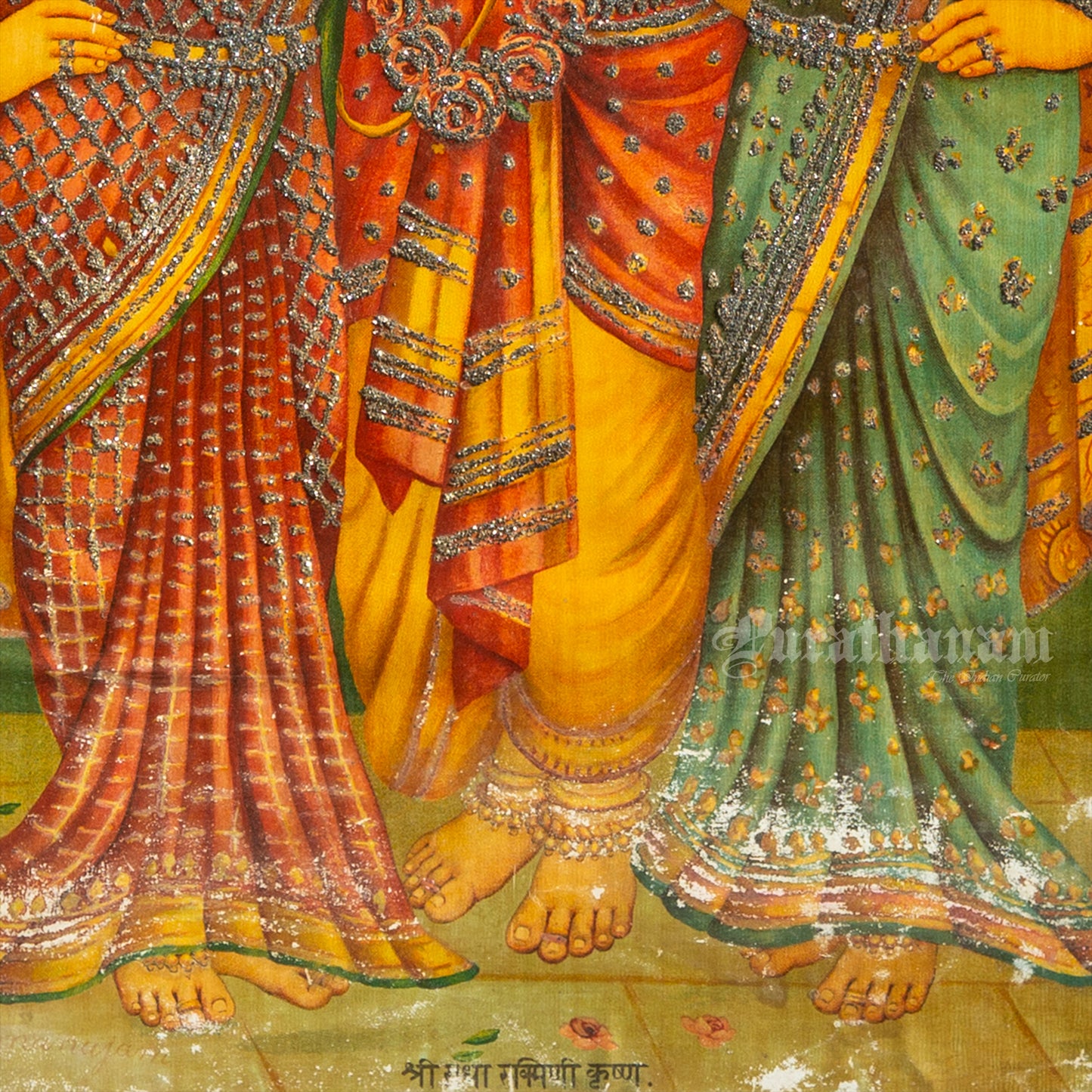 Sree Radha Rukhmini Krishnan by C. G. Ramanujam  - (Oleograph Print)