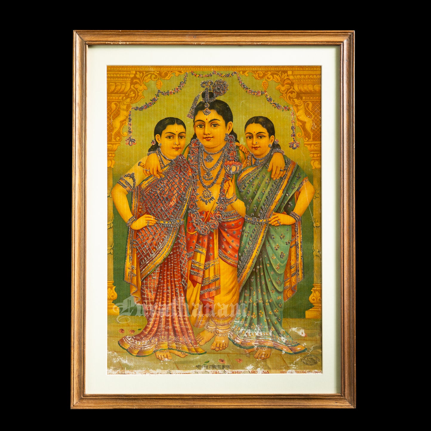 Sree Radha Rukhmini Krishnan by C. G. Ramanujam  - (Oleograph Print)