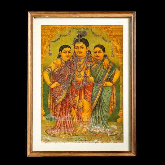 Sree Radha Rukhmini Krishnan by C. G. Ramanujam  - (Oleograph Print)