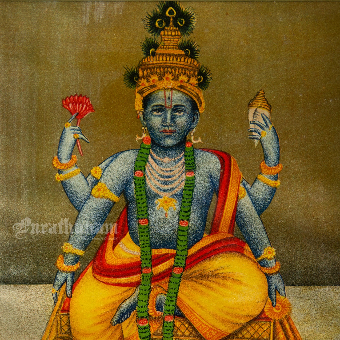 Sri Maha Vishnu - Chromolithograph Print