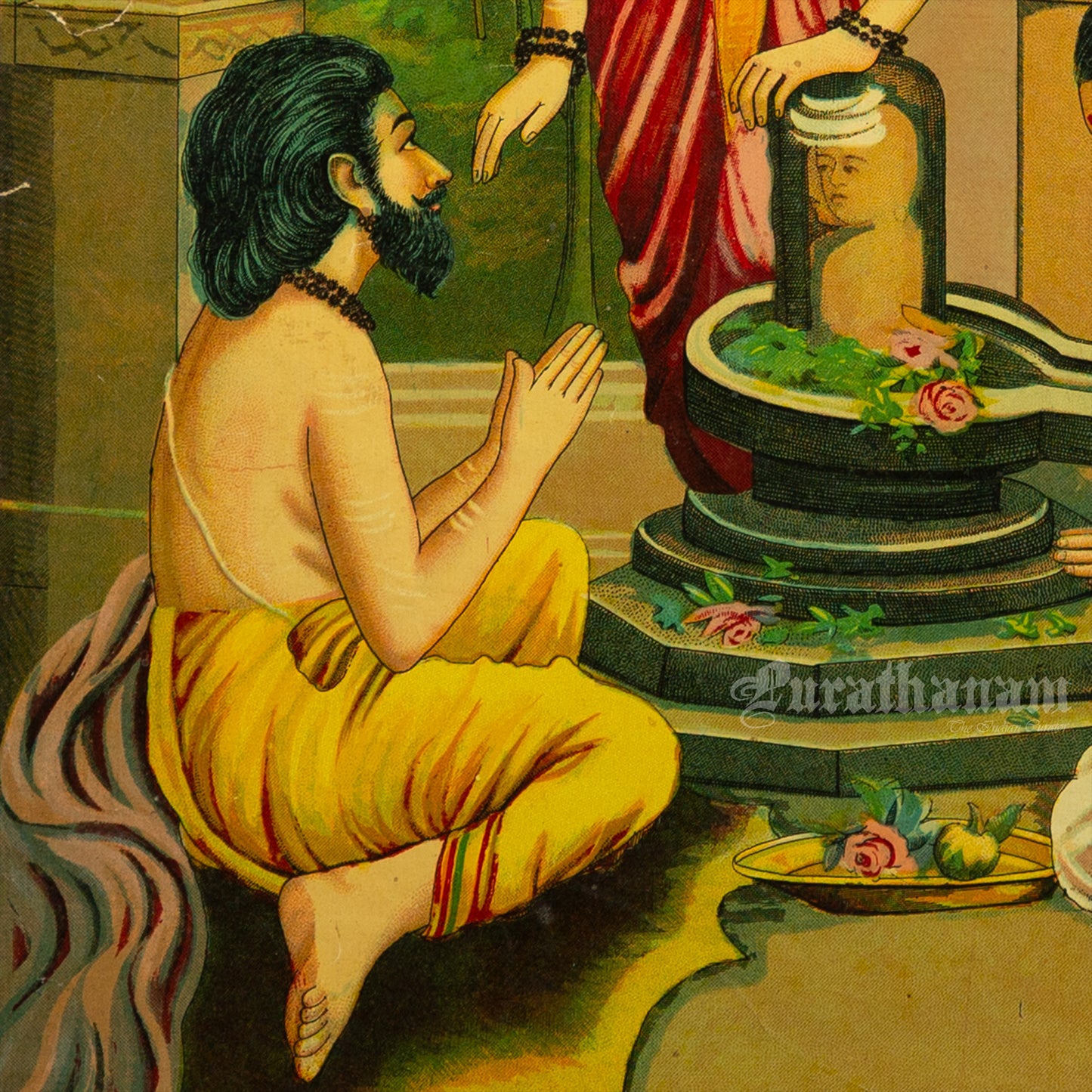 Shiva Upasana by Ravi Varma  - Lithograph Print