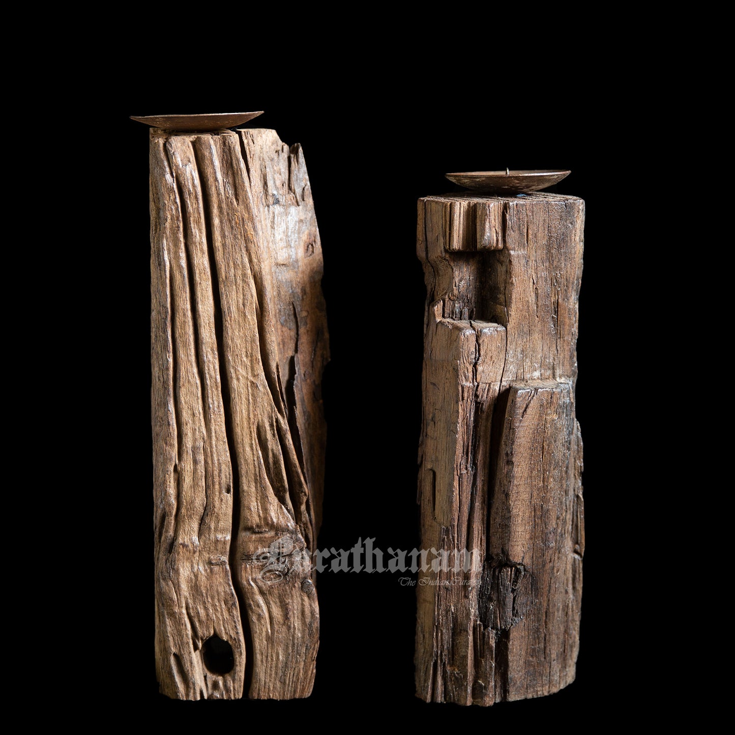 Rustic Wooden Candle Holders