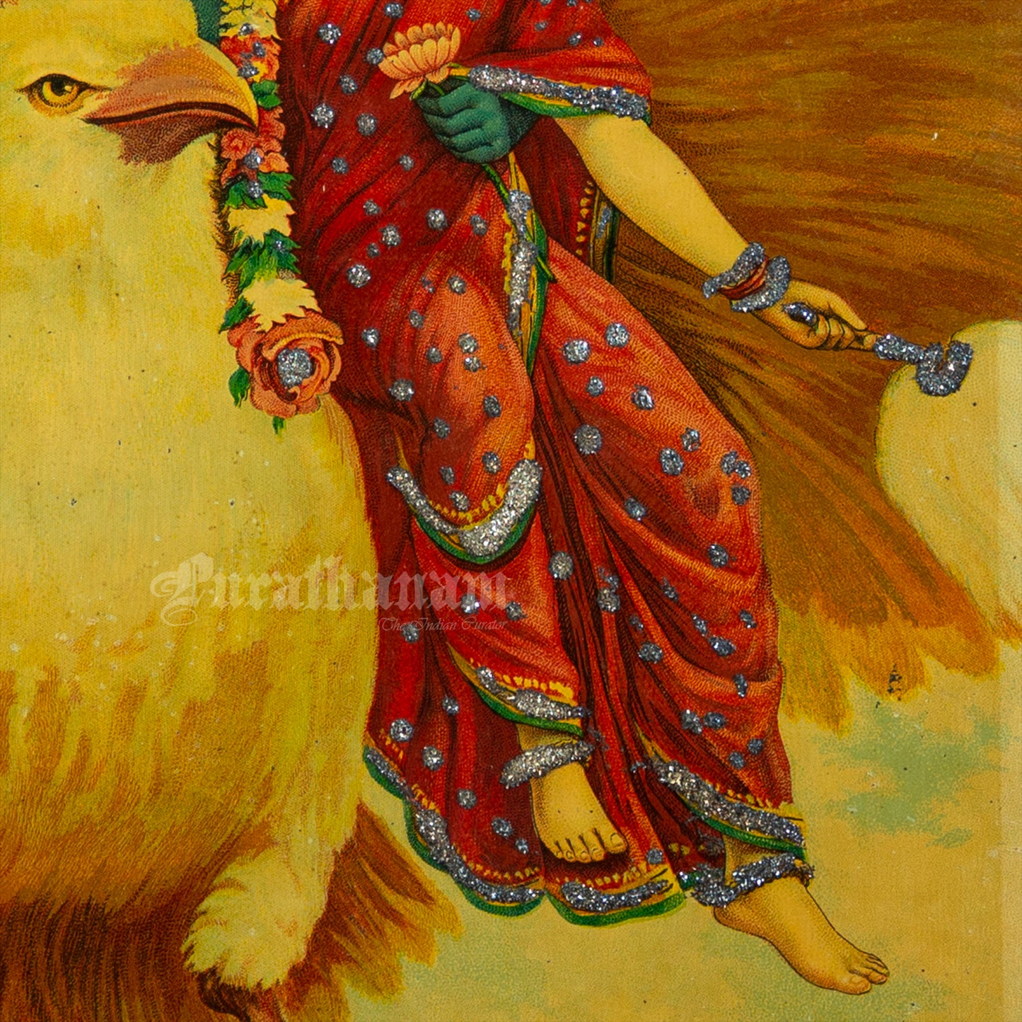 Garud Wahan Vishnu by Ravi Varma - Embellished (Oleograph Print)